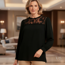 Blusa Formal Clásica con Encaje Floral