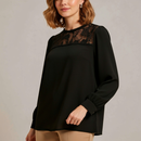 Blusa Formal Clásica con Encaje Floral